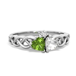 Peridot Heart To Heart Braid 14K White Gold ring R5870