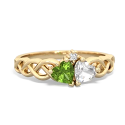 Peridot Heart To Heart Braid 14K Yellow Gold ring R5870