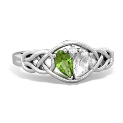 Peridot Celtic Love Knot 14K White Gold ring R5420