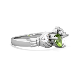Peridot 'Our Heart' Claddagh 14K White Gold ring R2388