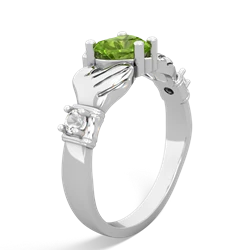 Peridot Claddagh Keepsake 14K White Gold ring R5245