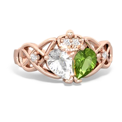 Peridot 'One Heart' Celtic Knot Claddagh 14K Rose Gold ring R5322