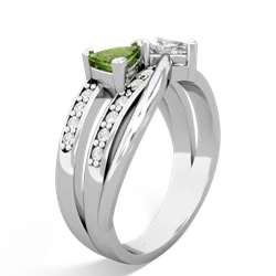 Peridot Bowtie 14K White Gold ring R2360