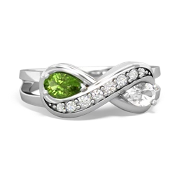 Peridot Diamond Infinity 14K White Gold ring R5390