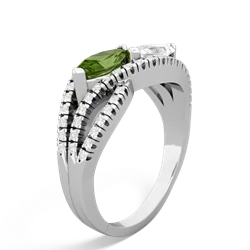 Peridot Diamond Rivers 14K White Gold ring R3070