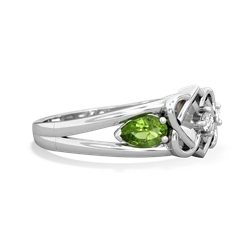 Peridot Hearts Intertwined 14K White Gold ring R5880