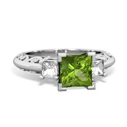 Peridot Eternal Embrace Engagement 14K White Gold ring C2001