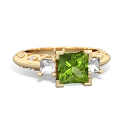 Peridot Eternal Embrace Engagement 14K Yellow Gold ring C2001