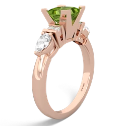 Peridot 6Mm Princess Eternal Embrace Engagement 14K Rose Gold ring C2002