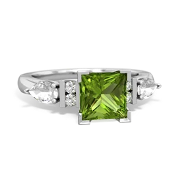 Peridot 6Mm Princess Eternal Embrace Engagement 14K White Gold ring C2002