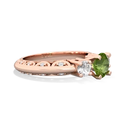 Peridot Art Deco Eternal Embrace Engagement 14K Rose Gold ring C2003