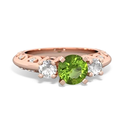 Peridot Art Deco Eternal Embrace Engagement 14K Rose Gold ring C2003