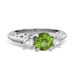 Peridot Art Deco Eternal Embrace Engagement 14K White Gold ring C2003