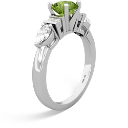 Peridot 6Mm Round Eternal Embrace Engagement 14K White Gold ring R2005