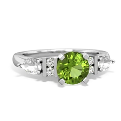 Peridot 6Mm Round Eternal Embrace Engagement 14K White Gold ring R2005