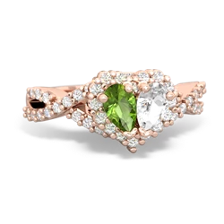 Peridot Diamond Twist 'One Heart' 14K Rose Gold ring R2640HRT