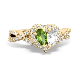 Peridot Diamond Twist 'One Heart' 14K Yellow Gold ring R2640HRT