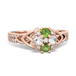 Peridot Celtic Knot Cluster Engagement 14K Rose Gold ring R26443RD