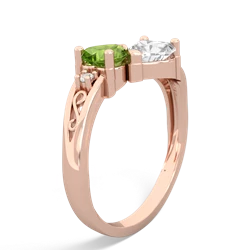 Peridot Snuggling Hearts 14K Rose Gold ring R2178