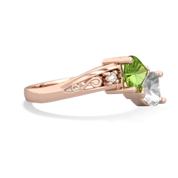 Peridot Snuggling Hearts 14K Rose Gold ring R2178