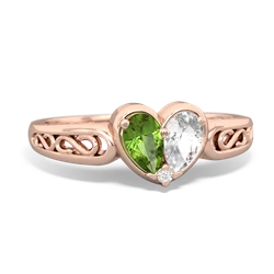 Peridot Filligree 'One Heart' 14K Rose Gold ring R5070