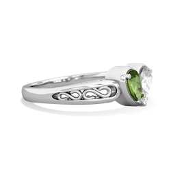 Peridot Filligree 'One Heart' 14K White Gold ring R5070