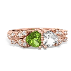 Peridot Diamond Butterflies 14K Rose Gold ring R5601