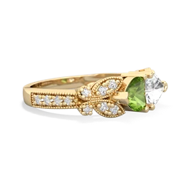 Peridot Diamond Butterflies 14K Yellow Gold ring R5601