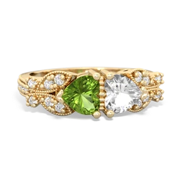 Peridot Diamond Butterflies 14K Yellow Gold ring R5601