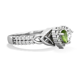 Peridot Celtic Knot Two Hearts As One 14K White Gold ring R2644HRT