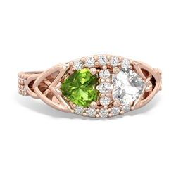 Peridot Sparkling Celtic Knot 14K Rose Gold ring R2645