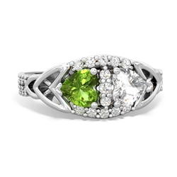 Peridot Sparkling Celtic Knot 14K White Gold ring R2645