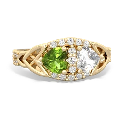 Peridot Sparkling Celtic Knot 14K Yellow Gold ring R2645