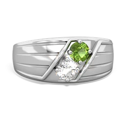 Peridot Men's Streamline 14K White Gold ring R0460