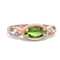 Peridot Milgrain Marquise 14K Rose Gold ring R5700