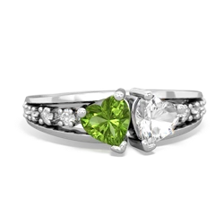 Peridot Heart To Heart 14K White Gold ring R3342