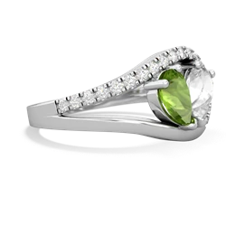 Peridot Nestled Heart Keepsake 14K White Gold ring R5650