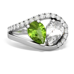 Peridot Nestled Heart Keepsake 14K White Gold ring R5650