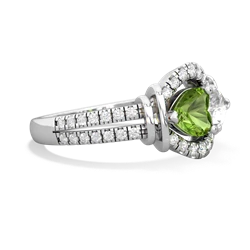 Peridot Art-Deco Keepsake 14K White Gold ring R5630