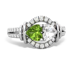 Peridot Art-Deco Keepsake 14K White Gold ring R5630