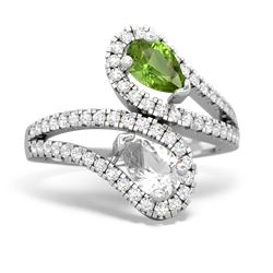 Peridot Diamond Dazzler 14K White Gold ring R3000