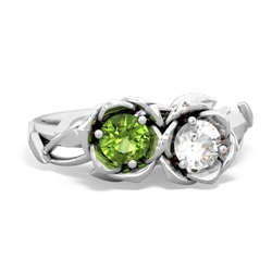 Peridot Rose Garden 14K White Gold ring R5510