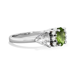 Peridot Antique Style Three Stone 14K White Gold ring R2186