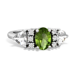 Peridot Antique Style Three Stone 14K White Gold ring R2186