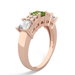 Peridot Three Stone Diamond Cluster 14K Rose Gold ring R2592