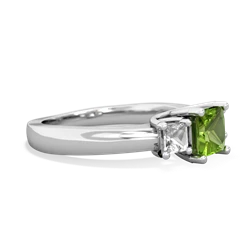 Peridot Three Stone Trellis 14K White Gold ring R4015