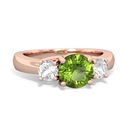 Peridot Three Stone Round Trellis 14K Rose Gold ring R4018