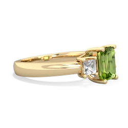 Peridot Three Stone Emerald-Cut Trellis 14K Yellow Gold ring R4021