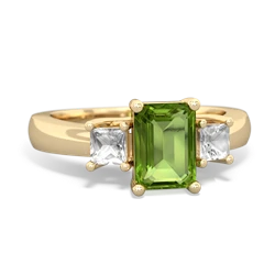 Peridot Three Stone Emerald-Cut Trellis 14K Yellow Gold ring R4021