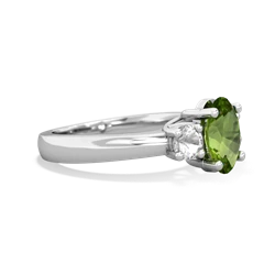 Peridot Three Stone Oval Trellis 14K White Gold ring R4024